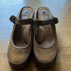 White Mountain Hayride Brown Leather Slip On Clog Comfort Shoes Sz 9 1/2 M.